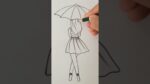Beautiful girl with umbrella drawing #shorts #viral #drawing #youtubeshorts #trending #girldrawing
