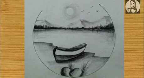 Boat on the beach scenery drawing for beginners / drawing step by step pencil