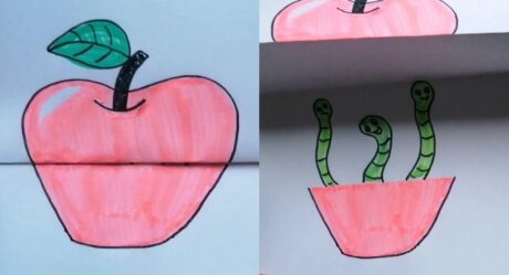 Bol kurtlu organik elma çizimi / #yerlimalıçizim / İlkokullar için Görsel sanatlar dersi etkinliği