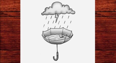 Bulut ve Şemsiye Çizimi Nasıl Yapılır – Yağmur Çizimi Kolay – Yeni Karakalem Çizim Fikirleri 2023