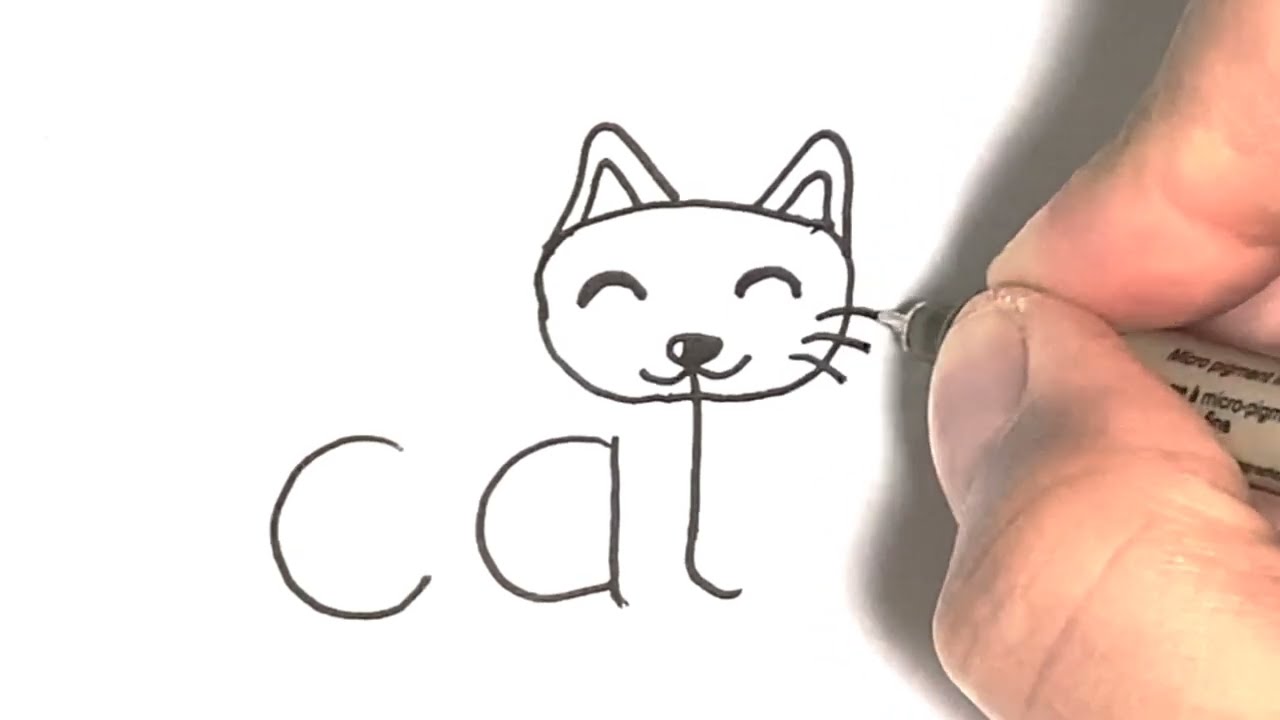 CAT Harfleri ile Kolay Kedi Çizimi How to Draw Easyt Cat #draweasy