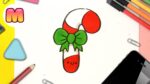 COMO DIBUJAR UN BASTON DE NAVIDAD KAWAII - Dibujos kawaii faciles - Dibujos de Navidad