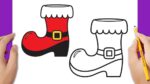 Christmas drawing: How to draw a Santa Claus boot easy