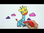 Cómo Dibujar y Colorear una jirafa | Aprender Animales | Aprender Colores | Aprender Español