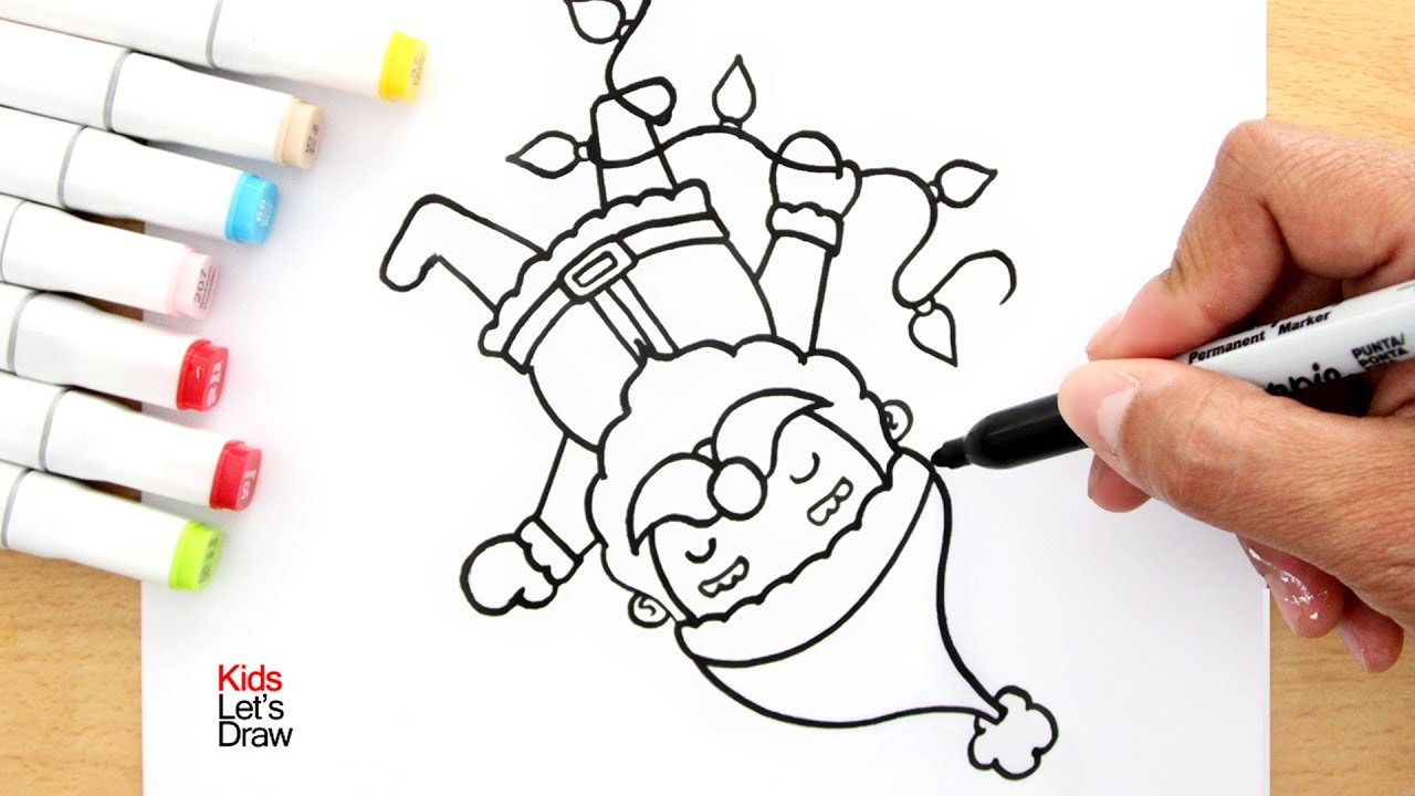 Cómo dibujar a PAPÁ NOEL de cabeza COLGANDO | Arte Navideño #01