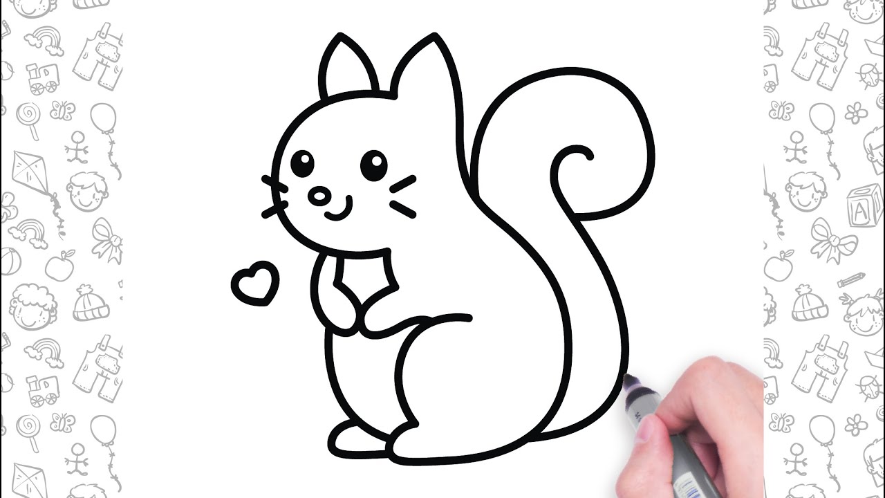 Cute Squirrel Drawing | Very Easy Drawings