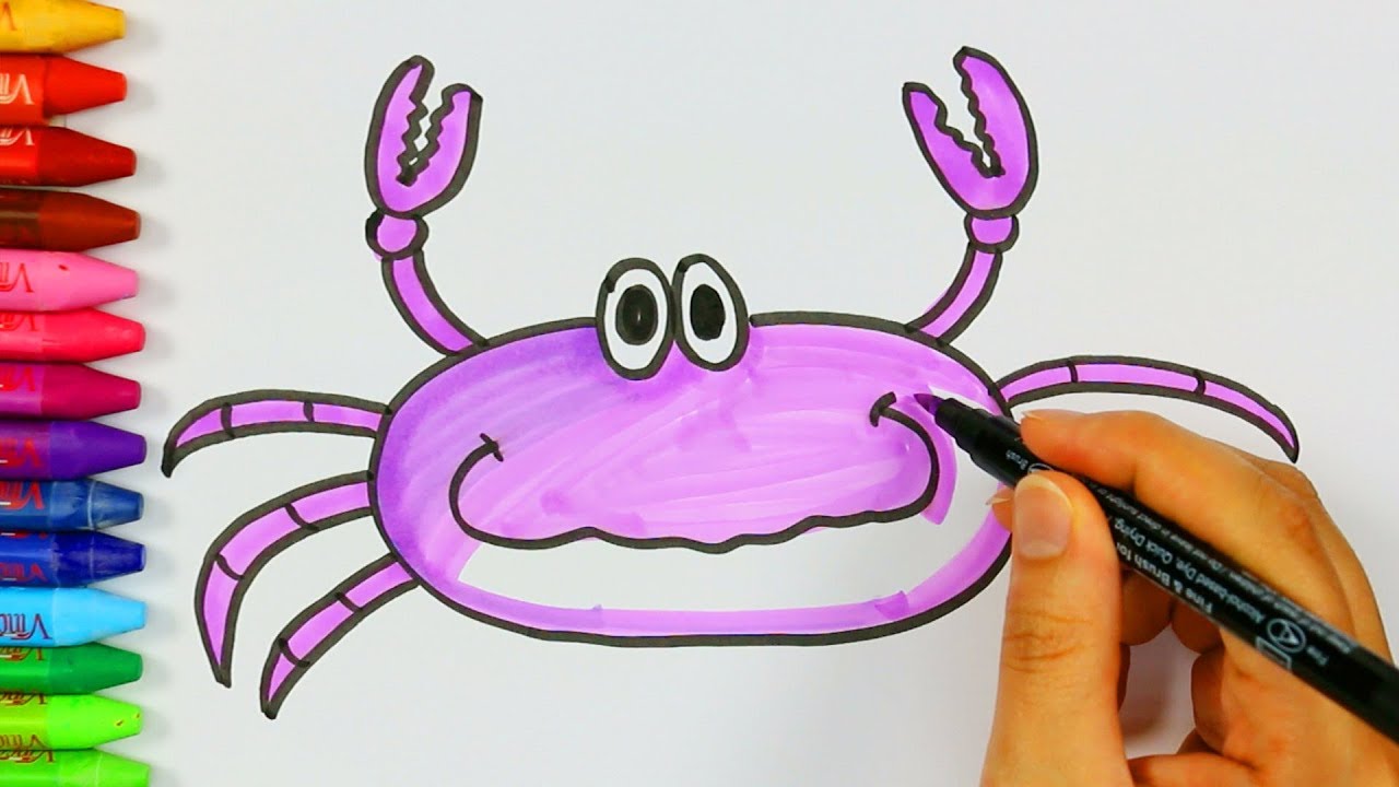 Dibujar un cangrejo juego de pintar con Chu Chu Ua cancion | Cómo dibujar y colorear los para niños