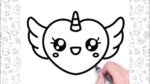 Draw a Cute Unicorn Heart with Wings Easy | Bolalar uchun oson chizish | Dessin facile | 孩子們簡單繪畫