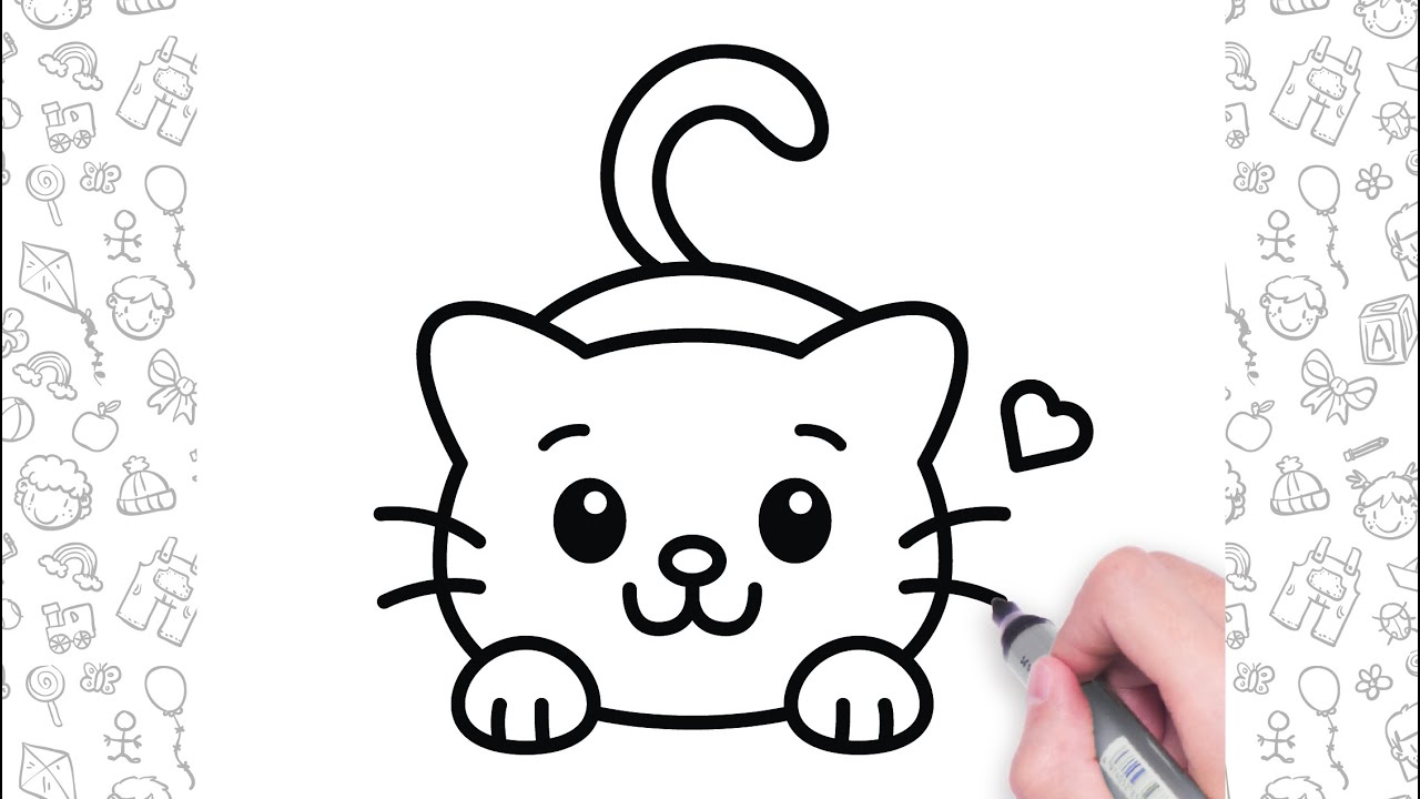 Drawing cat for children | Bolalar uchun mushuk chizish  | Сурет салуу КОШКА Рисование для детей