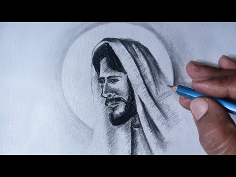 Drawing of Lord Jesus Christ for beginners / pencil sketch