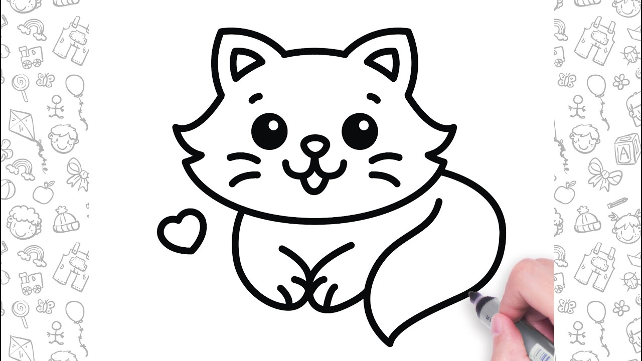 Easy Cat Drawing For Kids | Bolalar uchun mushuk chizish | Dessin de chat facile pour les enfants