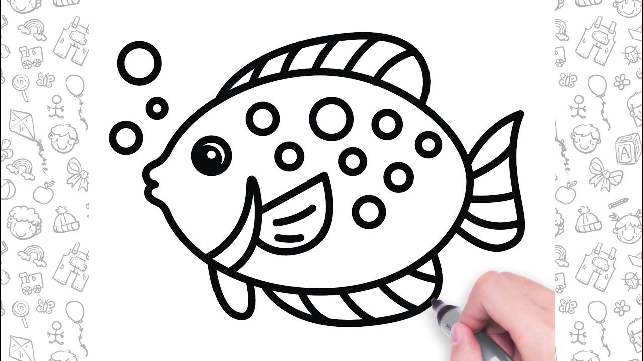 Easy Fish Drawing For Kids | Dessin facile pour les enfants | Bolalar uchun oson chizish |孩子們簡單繪畫