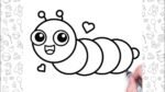 Easy and Simple Caterpillar Drawing | Step by Step Drawing for Kids and Beginners