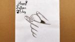 Easy way to draw father and daughter -step by step // daughter holding fathers hand drawing