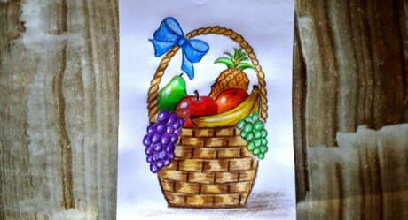 FRUIT BASKET DRAWING WITH COLOUR PENCILS / FRUIT DRAWING /YERLİ MALI HAFTASI İÇİN MEYVE SEPETİ RESMİ