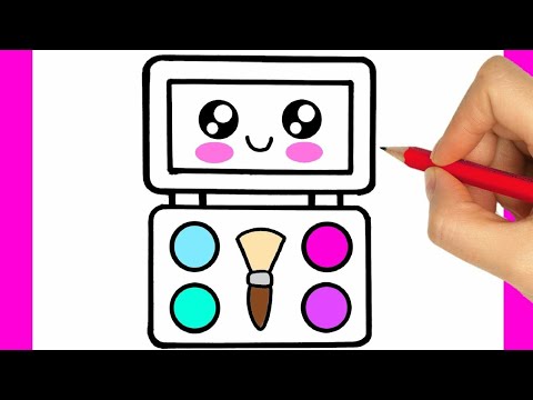HOW TO DRAW A MAKE UP - Cara Menggambar dan Mewarnai Makeup Glitter Rainbow Makeup tools drawing