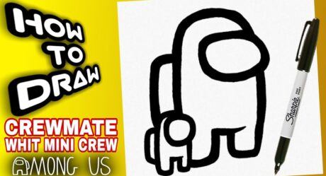 COMMENT DESSINER PARMI NOUS CREWMATE WHIT MINI CREW (PET) | comme dibujar parmi nous tripulante con mini