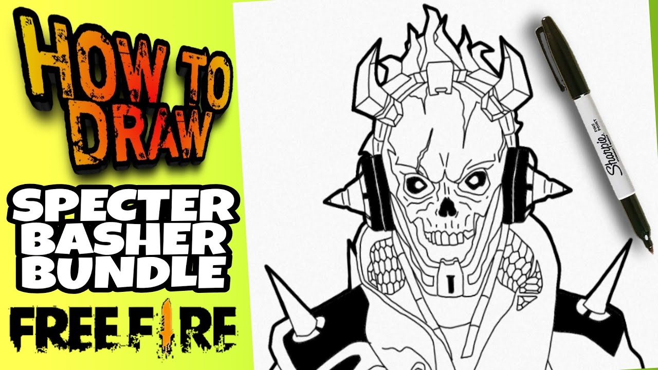 HOW TO DRAW SPECTER BASHER BUNDLE FROM FREE FIRE | como dibujar la skin golpe espectral de free fire