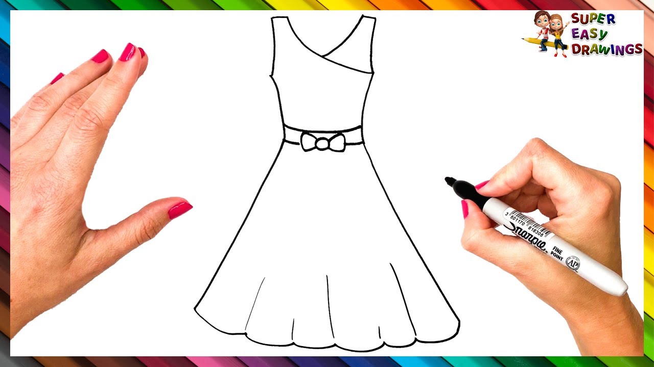 How To Draw A Dress Step By Step  Dress Drawing Easy