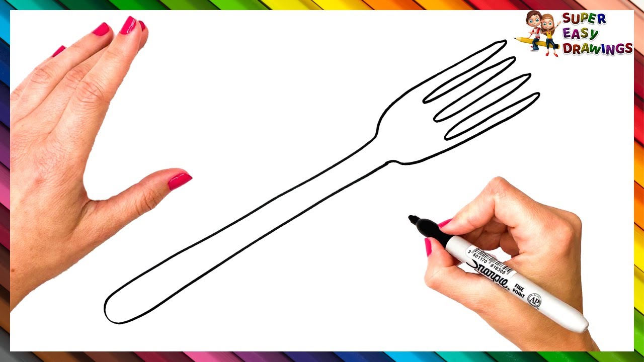 How To Draw A Fork Step By Step Fork Drawing Easy