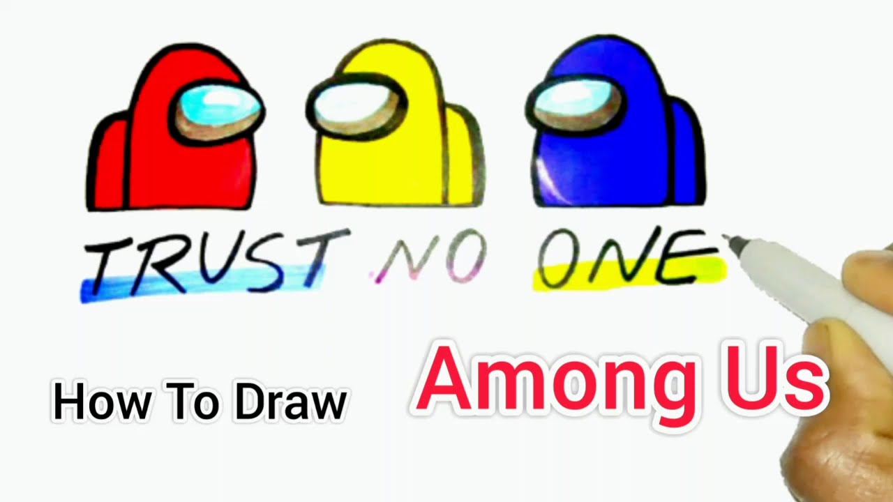 How To Draw Among Us Trust No One Easy| Among Us Drawing