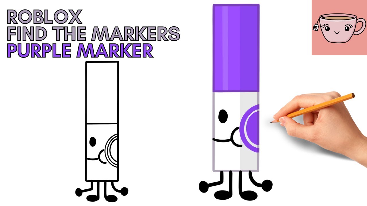 How To Draw BFB Purple Marker | Roblox - Find The Markers | Easy Step By Step Drawing Tutorial