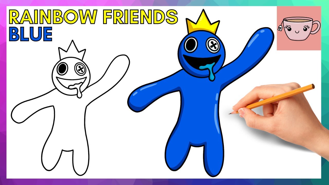 How To Draw Blue from Roblox Rainbow Friends | Cute Easy Step By Step Drawing Tutorial