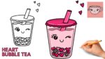 How To Draw Bubble Tea w/ Heart Tapioca | Boba | Valentine's Day | Step By Step Drawing Tutorial