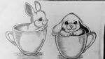 How To Draw Cute Bunnies In Cups || Bunny Drawing || Cute Drawing