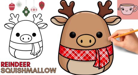 How To Draw Cute Reindeer with a Scarf Squishmallow | Christmas | Easy Step By Step Drawing Tutorial