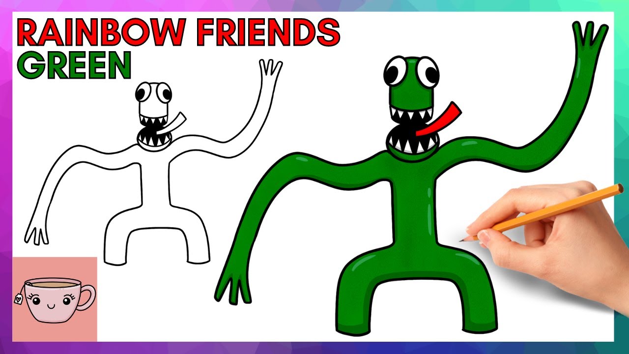 How To Draw Green from Roblox Rainbow Friends | Cute Easy Step By Step Drawing Tutorial