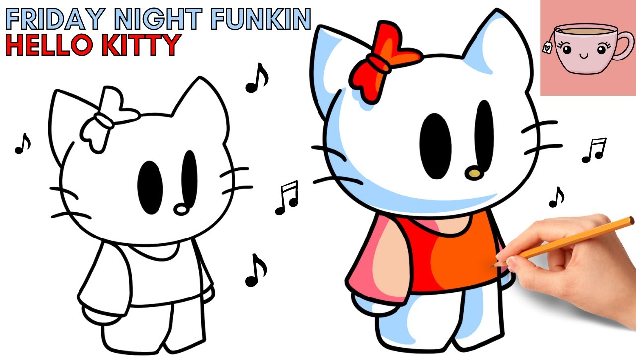 How To Draw Hello Kitty | Friday Night Funkin Mod | FNF | Step By Step Drawing Tutorial