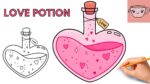 How To Draw Love Potion Bottle | Valentine's Day | Cute Easy Step By Step Drawing Tutorial