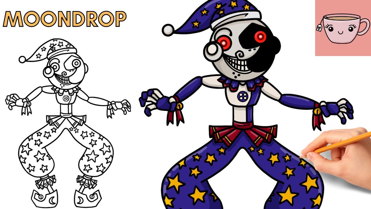 How To Draw Moondrop The Daycare Attendant Five Nights at Freddy's