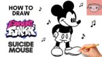 How To Draw Suicide Mouse/Mickey Mouse | Friday Night Funkin Mod FNF | Step By Step Drawing Tutorial