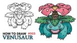 How To Draw Venusaur | Pokemon #003 | Easy Step By Step Drawing Tutorial