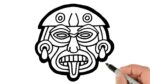 How to Draw Aztec Mask | Native Americans Mask Drawing