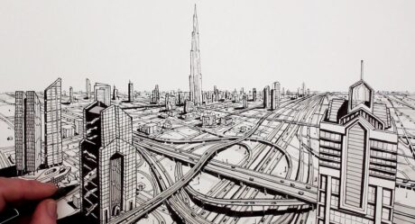 How to Draw Dubai City in Perspective