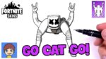 How to Draw Fortnite Marshmello with NEW Go Cat Go Emote! - Fortnite Skins Drawing