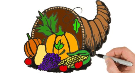 How to Draw Thanksgiving's Day Cornucopia | Holiday drawings