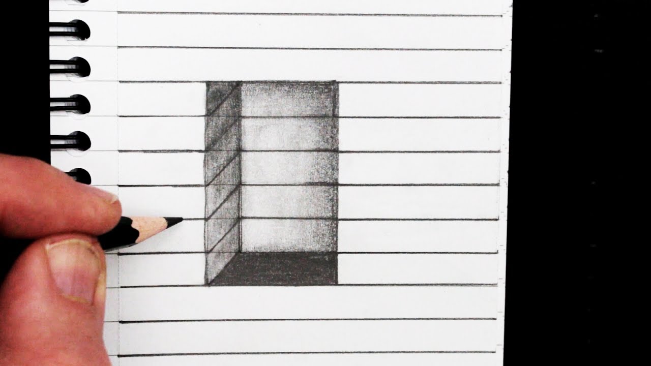 How to Draw a 3D Hole on Line Paper: Easy Trick Art