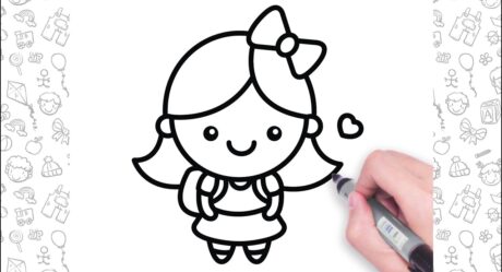 Cómo dibujar una linda colegiala fácil | Dibujo fácil para niños
