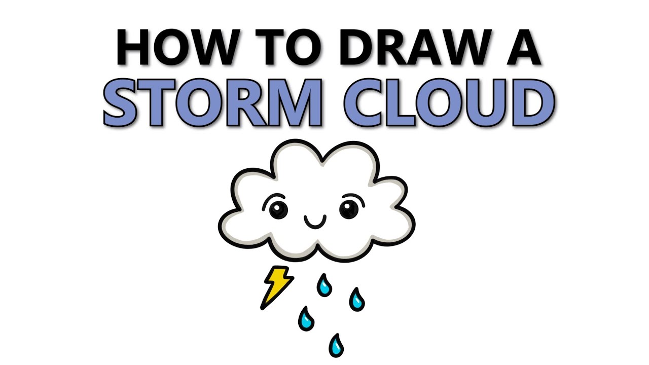 How to Draw a Cute Storm Cloud | Easy Kawaii Drawing