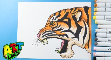 Cómo dibujar una cara de tigre rugiente