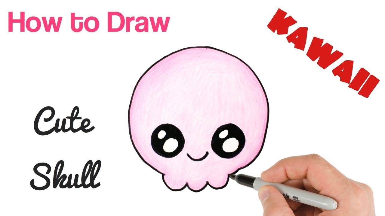 How to Draw a skull cartoon and cute. Easy drawing.