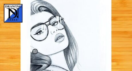 Comment dessiner une belle fille portant des lunettes de soleil || Esquisse au crayon pour débutant || Dessin de fille