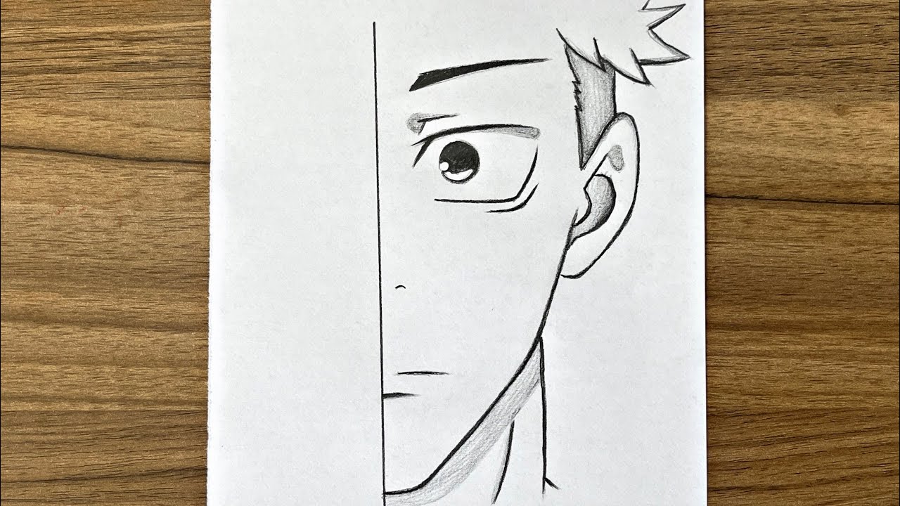 How to draw Itadori half face step by step | Easy drawings step by step | How to draw jujutsu kaisen