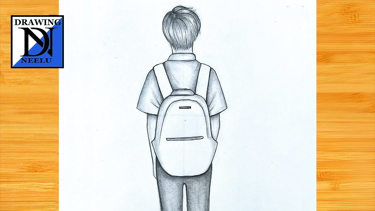 How to draw a Boy Backside with Bag | Very easy tutorial drawing | Pencil drawing | Boy drawing easy