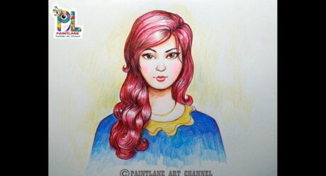 Cómo dibujar una niña con cabello colorido para principiantes | Dibujo paso a paso