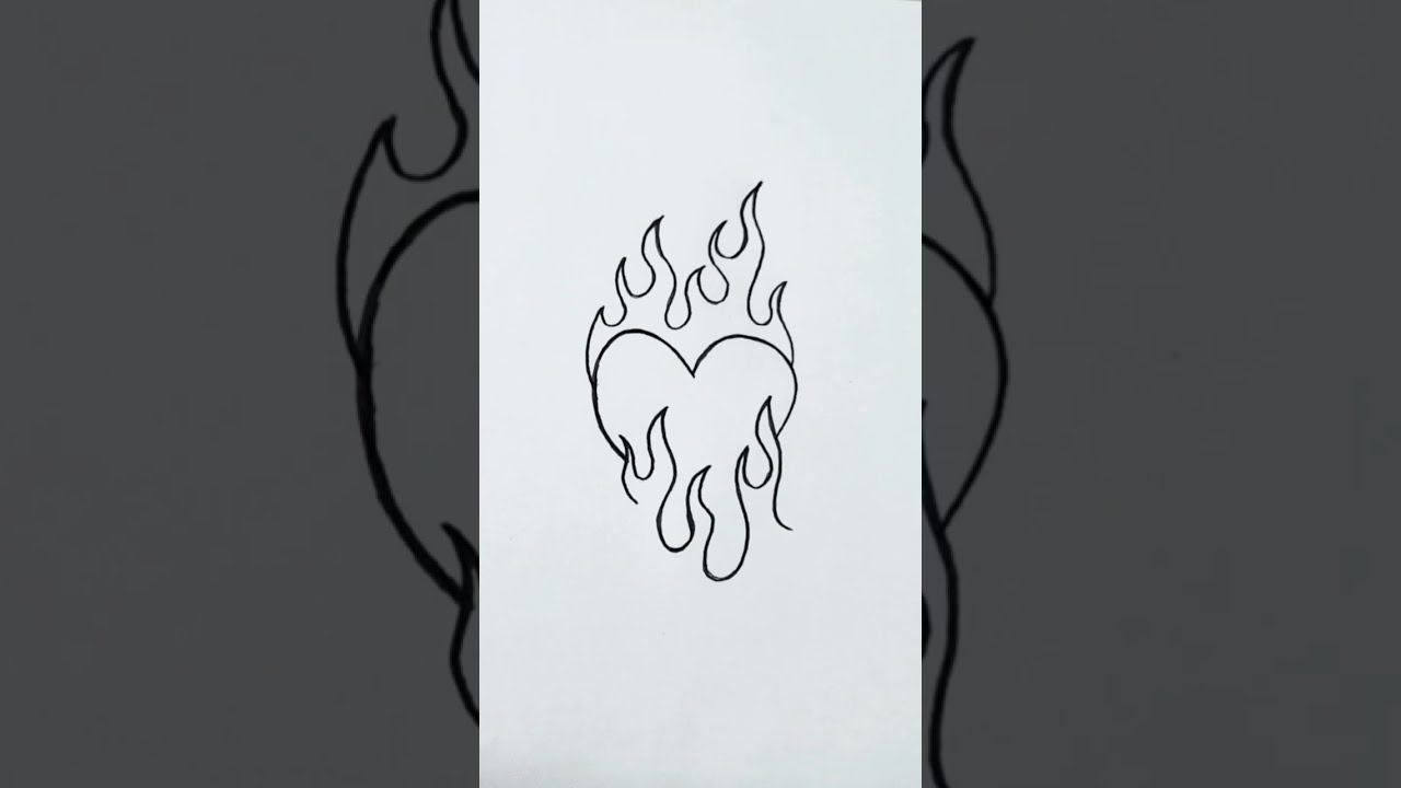 How to draw a burning heart tattoo #shorts